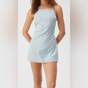 NWT Nasty Gal Pale Blue Pinstripe Sleeveless Spring Summer Dress Sz 8 MSRP $105